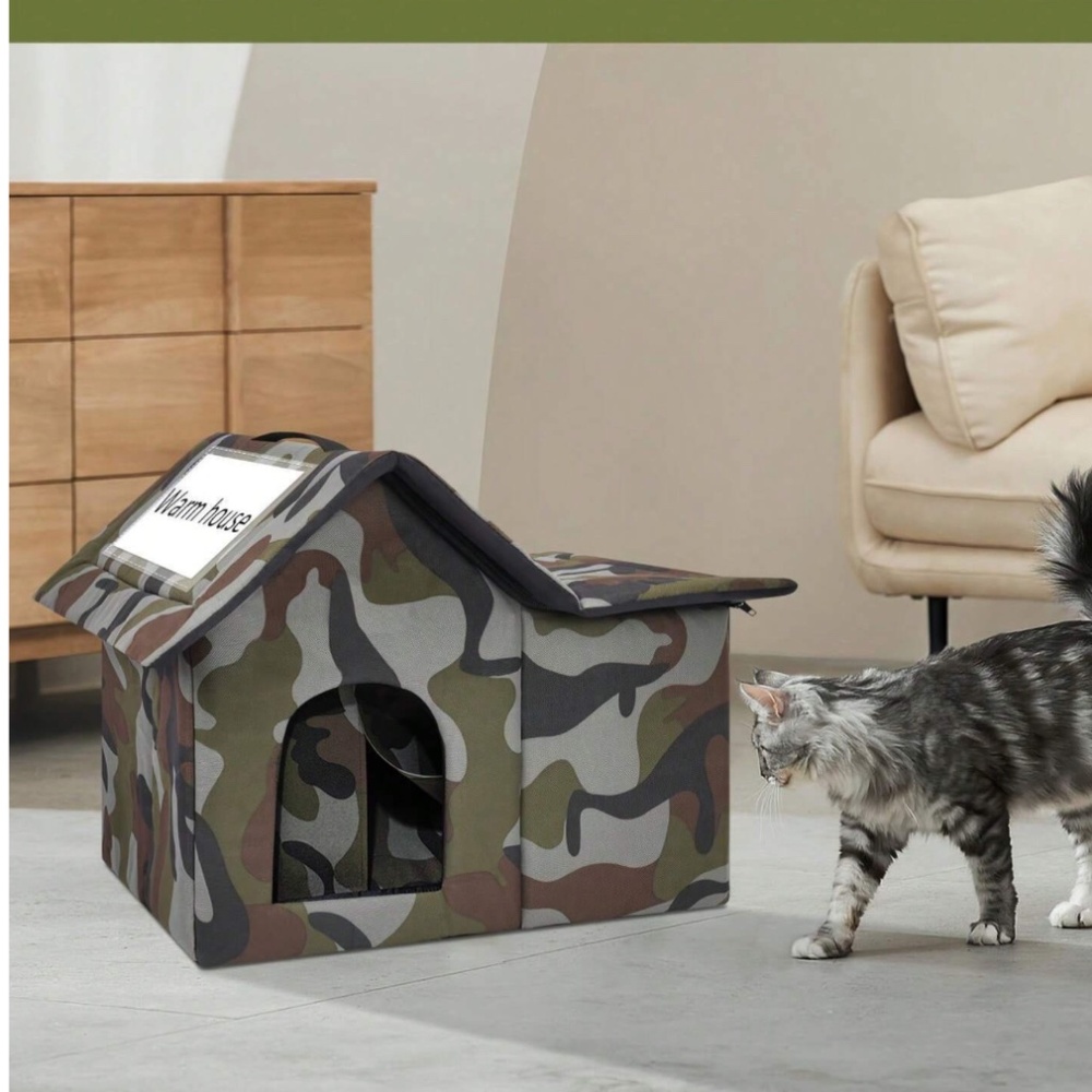 Camo Indoor/Outdoor Cat Playhouse Shelter